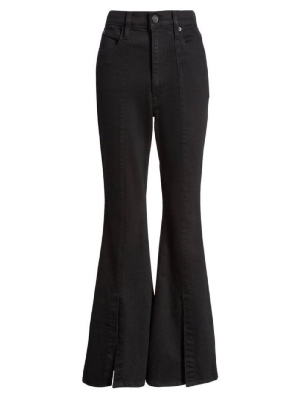 NEW SLVRLAKE Denim Indiana Flare Split Hem Jeans Black‎ Plus Size Western New 32